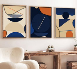 Wallity Huhu101 Pintura Decorativa en MDF con Marco (3 Piezas) 50 x 70 cm